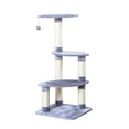 thumbnail image 6 of Two by Two Cat Scratching Pads Plush Grey Cat Tower with 3 Sisal Scratching Columns, 6 of 14