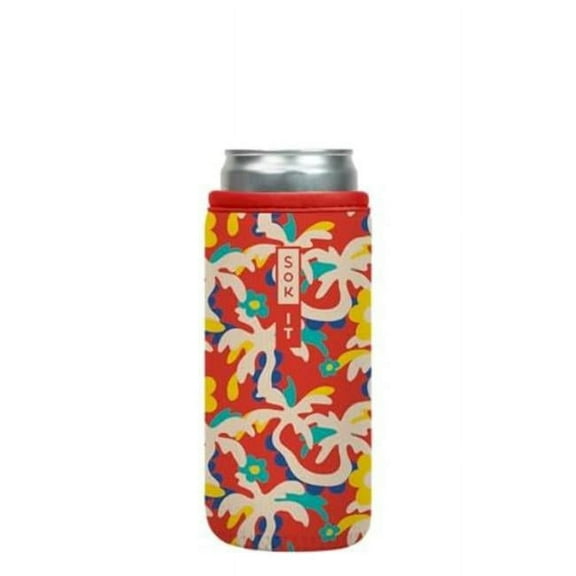 Sok-It 122320 12 oz Can Sok Slim Sleeve for Beer & Soda Insulated Neoprene Cover, Tropical Tangle