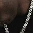 thumbnail image 5 of Monebena Mens Cuban Link Chain Miami Cuban Necklace Silver Diamond Cut Stainless Steel Chain for Men 15mm Iced Out Hip Hop Jewelry (20 inch), 5 of 12