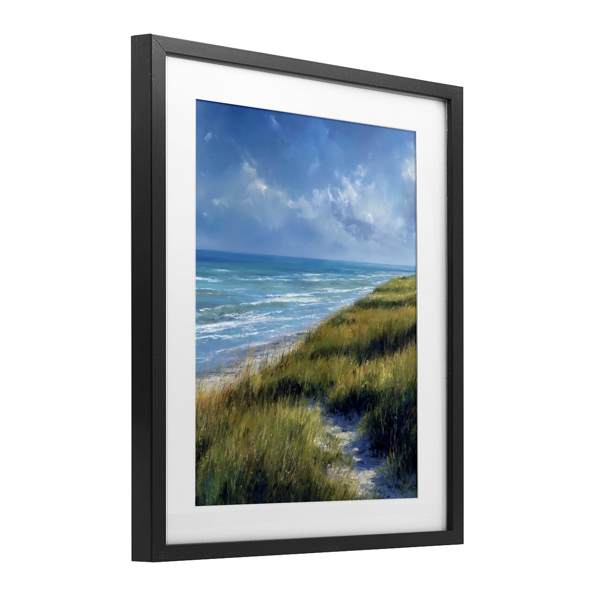 Stupell Industries Coastal Grass & Rolling Waves Black Framed Print Under Glass, design by Franklyn Gregory