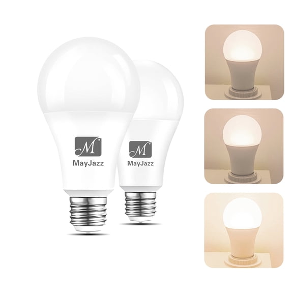 M MayJazz 3 Way Light Bulbs 30 70 100 Watt Equivalent Natural White 4000K, LED A19 6/10/15W Energy Saving Three Way Light Bulbs Perfect for Home Lighting, E26 Base, 2Pack