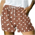thumbnail image 2 of Sakmal Shorts Womens Wide Leg Brown Polka Dot Comfy Shorts with Pockets, 2 of 6