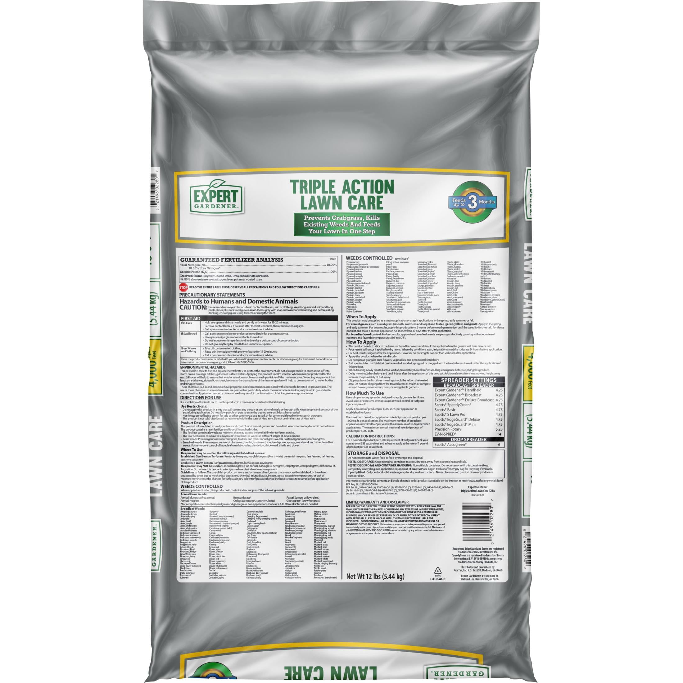Expert Gardener Eg Triple Action Lawn Care 4m 12lb