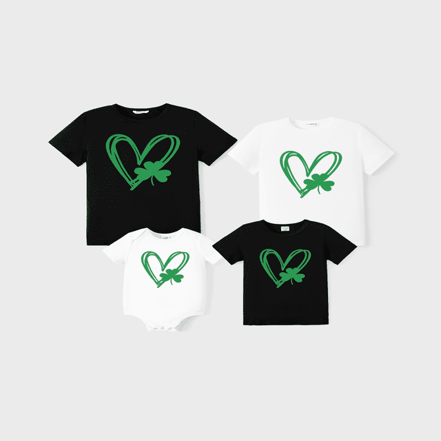 PatPat St. Patrick's Day Family Matching Tee Heart-shaped Short-sleeve Tops