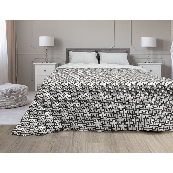 Floral Down Alternative Comforter, Continuous Winter Tones Simplistic Anemone Flowers Illustration, Microfiber Quilt for All Season, 5 Sizes, Purpleblue Blue Grey, by Ambesonne