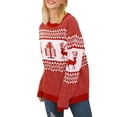thumbnail image 4 of Wassery Women Christmas Knit Sweater Christmas Reindeer Print Long Sleeve Pullovers Tops Spring Fall Loose Sweater Christmas Clothes, 4 of 6