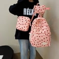 thumbnail image 3 of Bow Backpack for Women 3Pcs Set Kawaii Coquette Nylon Backpack Cute College Laptop Rucksack Fashion Travel Daypack 2025 New (Pink Strawberry), 3 of 14