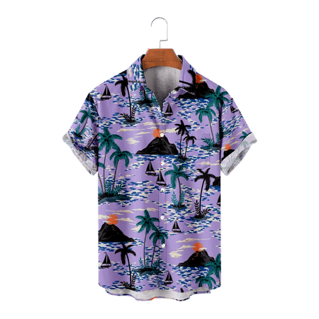 

Shirts Hawaiian Shirt Relaxed-Fit Casual Short Sleeve Flamingo Print Button Down Shirt Summer Casual Shirts Gift for Men