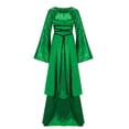 thumbnail image 2 of Zpanxa Renaissance Dress for Women, Gothic Halloween Costume Medieval Wedding Dress, Solid Splicing Flared Long Sleeve Princess Dress, Gothic Victorian Vampire Maxi Dress Green L, 2 of 5