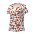thumbnail image 2 of Goofa Strawberries Pattern Womens Deep V Neck Low Cut Tops Casual Summer Short Sleeve Ribbed Knit T-Shirts-XX-Large, 2 of 5