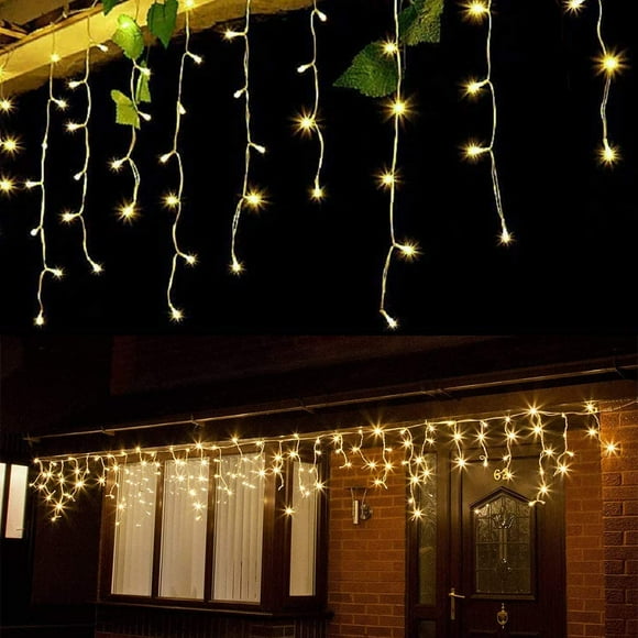 Icicle LED Lights,Christmas String Lights 400 LEDs 32.8ft with 80 Drops Plug in for Wedding Birthday Party Backdrops Gazebo Decorations(Warm White) Warm White 400 LEDs