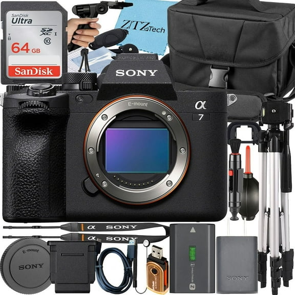 Sony a7 IV Mirrorless Camera   Tripod   64GB Memory Card   Case   ZeeTech Accessory Bundle