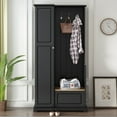 thumbnail image 3 of Triple Tree Stylish Hall Tree with Flip-Up Bench, Black, 3 of 7