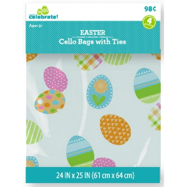 Way to Celebrate! 2pk Easter Basket Cello Bags 24"x25" with Twist Ties