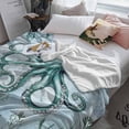 thumbnail image 2 of Fleece Blanket Ocean Octopus Shell Seaweed Blankets, Soft Cozy Warm Flannel Throw Blanket, Sea Monster Underwater World lanket for Bed Couch Sofa,50x80In, 2 of 9