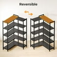 thumbnail image 4 of Casaottima Corner Bookshelf 5 Tier, 57 Inches Reversible Book Shelf for Living Room,  Wooden Bookcase with Open Shelves and Metal Frame for Bedroom, Home Office, Kitchen, Black, 4 of 16