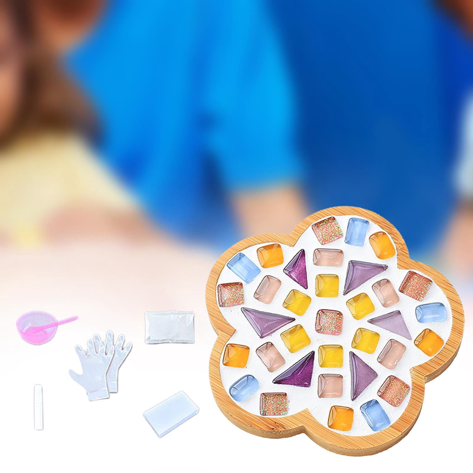 DIY Mosaic Coaster Holiday Gift Place Mat Cup Holder Children's Educational Toys Glass Mosaic Tiles for Home Ornament Dining Table D