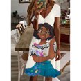 thumbnail image 3 of Vestido de manga corta con escote en V, estilo casual de calle, ropa de mujer, vestido de princesa Elsa de Disney Frozen, estampado para mujer, 3 of 5