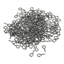 300 Pack Small Screw Eye Hooks Mini Eyelets Screws, 4x8x1mm, Dark Gray