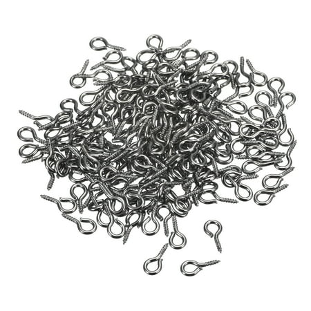 

500 Pack Small Screw Eye Hooks Mini Eyelets Screws 4x8x1mm Dark Gray