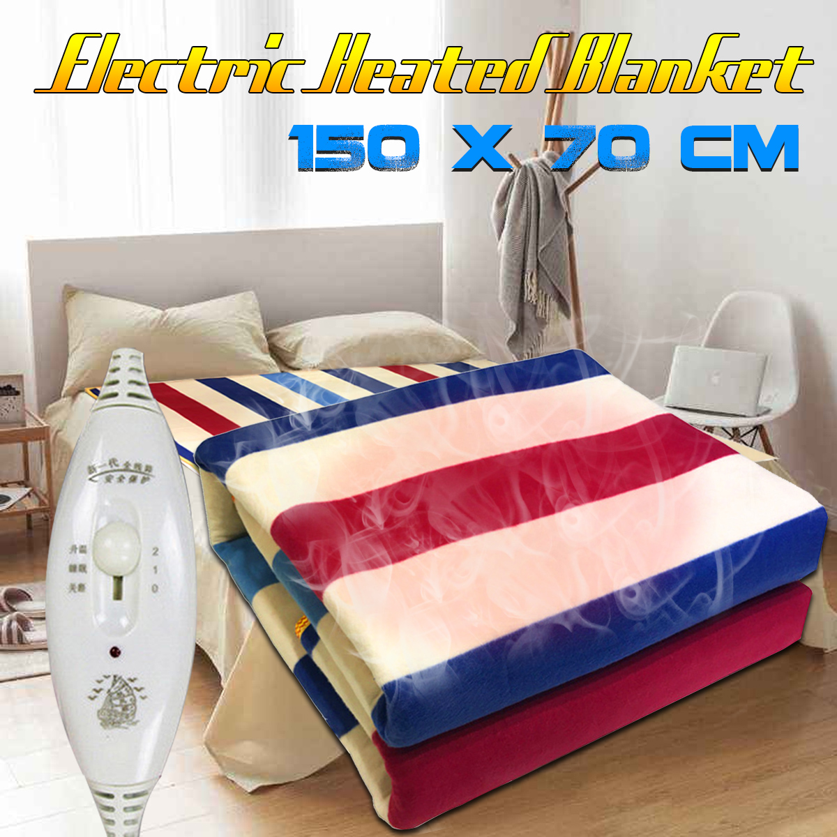 Electric Heated Blanket 3 Gears Temperature Control Warming Comfort Winter Cover Heater