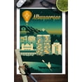 thumbnail image 3 of Albuquerque, New Mexico, Retro Skyline Chromatic (9x12 Wall Art Print, Home Decor), 3 of 3