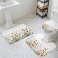thumbnail image 3 of Wildflower Floral Bathroom Rugs Set Watercolor Spring Flower Plants Rustic Non Slip Absorbent Soft Bath Mats 3 Piece Set with Bathroom Rug, U-Shaped Floor Mat, Toilet Seat Cover Small Size, 3 of 9