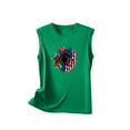 thumbnail image 4 of Wycnly Womens 4th of July Tank Tops Loose Fit Racerback Vest Independence Day Patriotic Tshirts Summer Fashion Sunflower American Flag Print Round Neck Sleeveless Blouse Green xxl, 4 of 6
