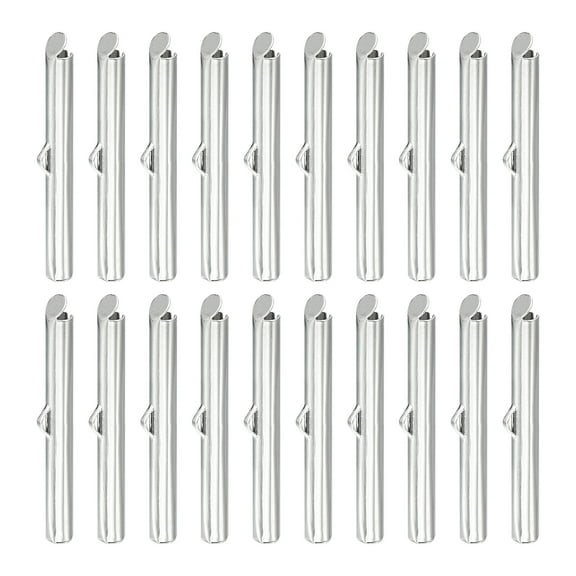 120Pack Slide on End Clasps, 35mm Tube Ball Bead Slider Crimp Ends, Silver White