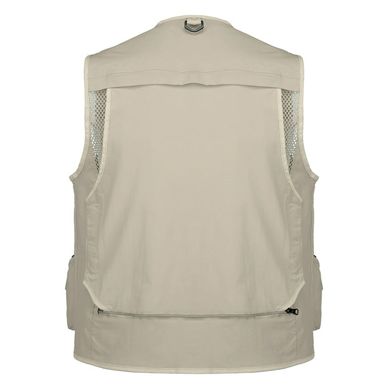 Jarusite Fishing Photography Vest Summer Multi Pockets Mesh Jackets Quick Dry Waistcoat, Size: XL, Beige
