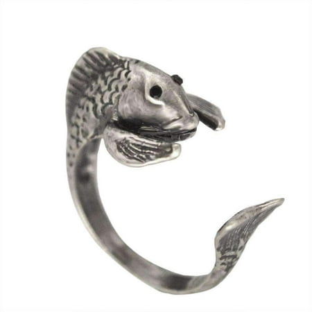 Animal Green Ring - ON SALE - Fish Friend Adjustable Animal Wrap Ring Patina