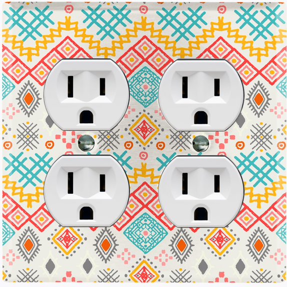 Metal Light Switch Plate Outlet Cover Ethnic Aztec Tribal Pattern SFR051