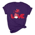 thumbnail image 4 of Women's Valentine's Day Short Sleeve Shirts Gnome Graphic Casual Basic Tees Tunic Crew Neck Printed Blouses Tops (L, Purple), 4 of 5