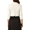thumbnail image 3 of INSPIRE CHIC 3/4 Sleeve Velvet Shrug for Women's Open Front Bolero Cropped Cardigan Top L White, 3 of 5