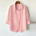 thumbnail image 5 of BXINGOHAI Button Down Shirts for Women Dress Shirts Cotton Long Sleeve Collared Blouse Work Business Casual Tops Pink 2XL, 5 of 6