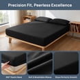 thumbnail image 4 of Unique Bargains Fitted Sheet Solid Cotton Bed Sheets Breathable for Sleep Black 39"x74.8", 4 of 5