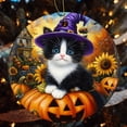 thumbnail image 4 of Black Cat Wearing A Witch Hat Christmas Ornaments Rustic Halloween 2 Side Printed Ornaments Ideal for Gifting And Collecting Ceramic Christmas Ornament Keepsake Sign Plaque, 4 of 5