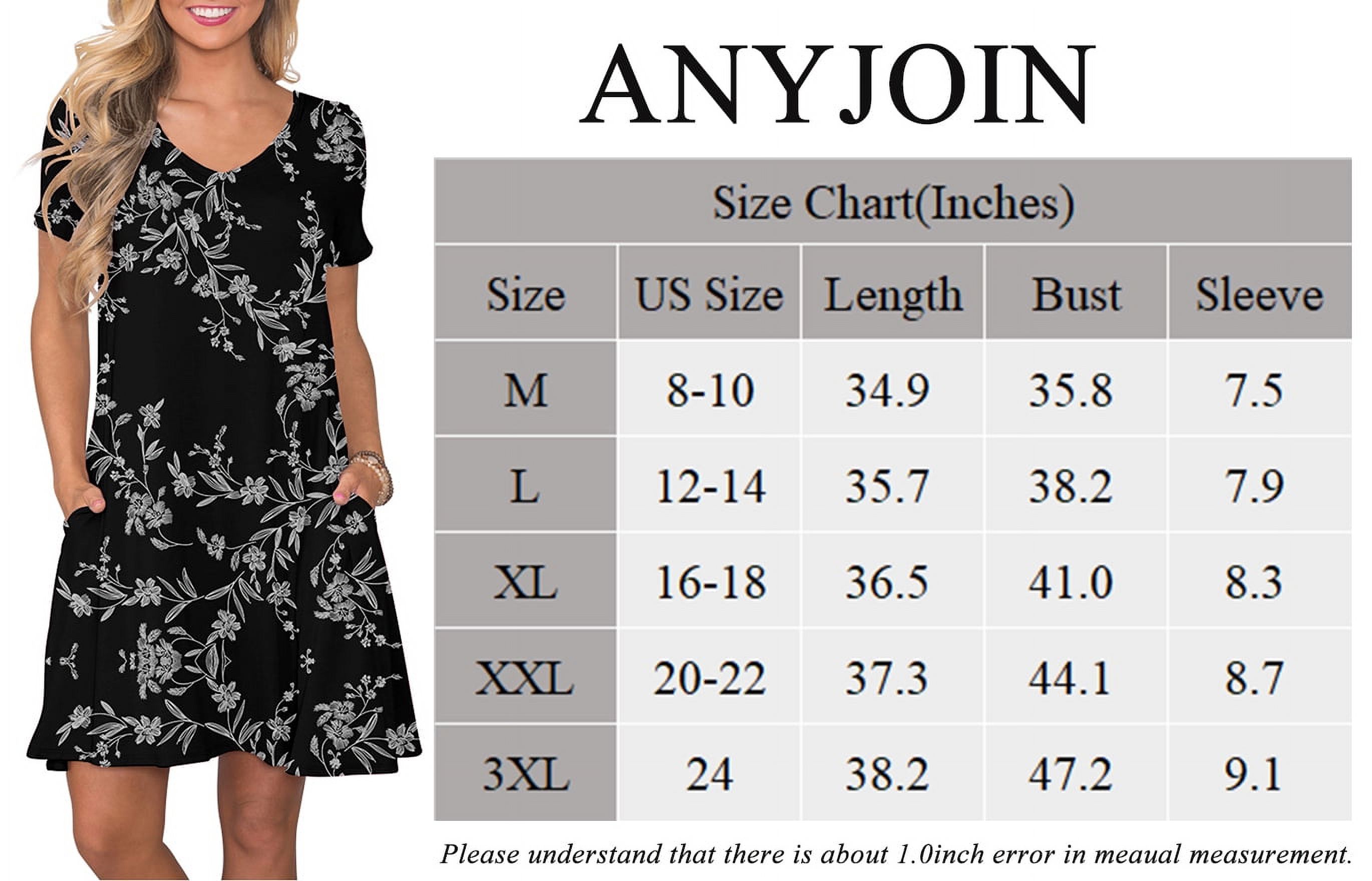ANYJOIN Women's Summer Swing Dress with Pockets, Black photo 4