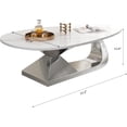 thumbnail image 2 of Tabaray Modern Oval Coffee Table Luxury Sintered Stone Top Coffee Table with Sculptural Geometric Stainless Steel Base,Mid-Century Marble Grain Center Table for Living Room,Grey, 2 of 8