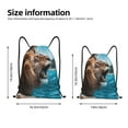 thumbnail image 2 of Kdxio Ice Blue Coastal Lion Print Drawstring Backpack Bag,Waterproof Draw String Back Sack, Gym Drawstring Bags Swim Bag For Unisex, 2 of 5