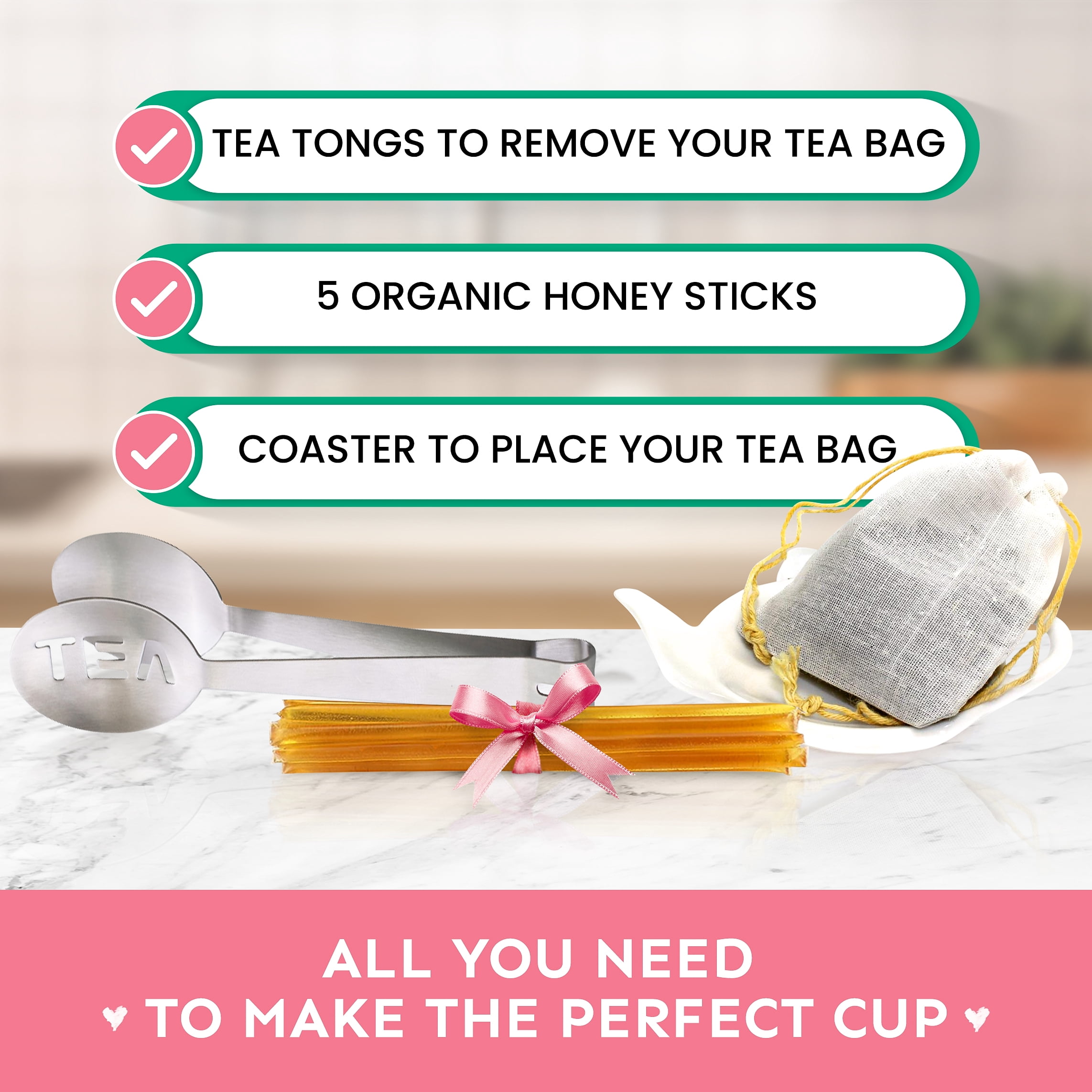 Tea Gift Basket for Women Birthday Gift Set with Portable Kettle and Grippie Socks