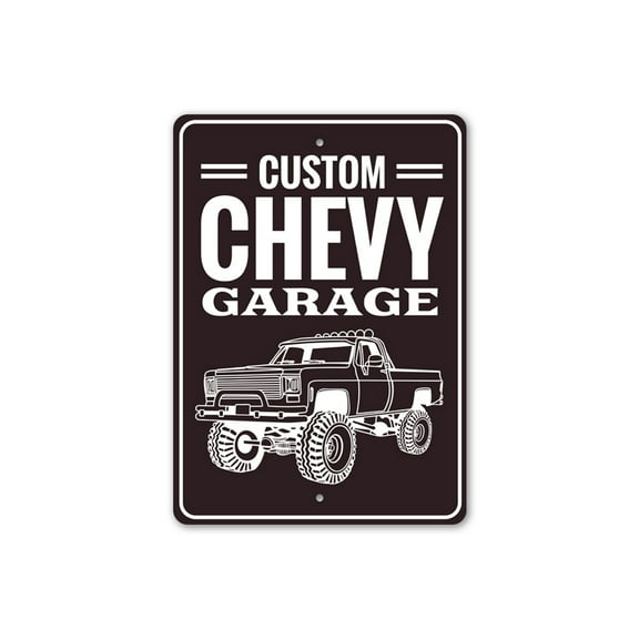 Chevy Garage Car Aluminum Metal Decor Sign - 4x18 inches