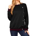 thumbnail image 3 of STARVNC Femmes Col Rond Manches Longues Bouton Épissé Fermeture Couleur Bloc Sweatshirt, 3 of 7