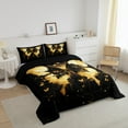 thumbnail image 3 of Butterfly Comforter Set Twin Size Golden Butterfly Print Bedding Sets Rustic Farmhouse Bedding Comforter Sets Golden Marble Decor Down Comforter Aninal Butterfly Quilt Set, 3 of 7