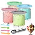 thumbnail image 1 of Paquete de 4 Recipientes de Repuesto para Pintas y Tapas para Ninja Creami Compatibles con NC299AMZ y NC300s, Viene con 4 Cucharas Colores y 1 Cuchara de Helado, Sellado y a Prueba de Fugas, 1 of 5