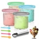 thumbnail image 1 of Paquete de 4 Recipientes de Repuesto para Pintas y Tapas para Ninja Creami Compatibles con NC299AMZ y NC300s, Viene con 4 Cucharas Colores y 1 Cuchara de Helado, Sellado y a Prueba de Fugas, 1 of 5