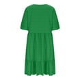 thumbnail image 5 of Tianiyouqing Birthday Dresses for Women Boho Oversized Plus Size Short Sleeve Casual Midi Dresses Crew Neck Cotton Linen Work Beach Dresses Dark Green 4XL, 5 of 7