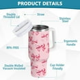 thumbnail image 2 of 30 oz Tumbler with Lid and Straw, Cute Pink Bows Printed Insulated Water Bottle, Stainless Steel, Fits Car Cup Holder, 2 of 6