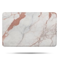 White Rose Gold Marble Pattern Bathroom Rugs Mat,Non Slip Microfiber Bathroom Rug,Rubber Backing,Soft Bathroom Mats for Bathroom Floor,Tub and Shower,17x27in(43x68cm)