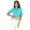 Heather(Teal Blue, variant on Bimba Womens Henley Crop Top With Collar Solid Elastic Hem Crop Tee Blouse